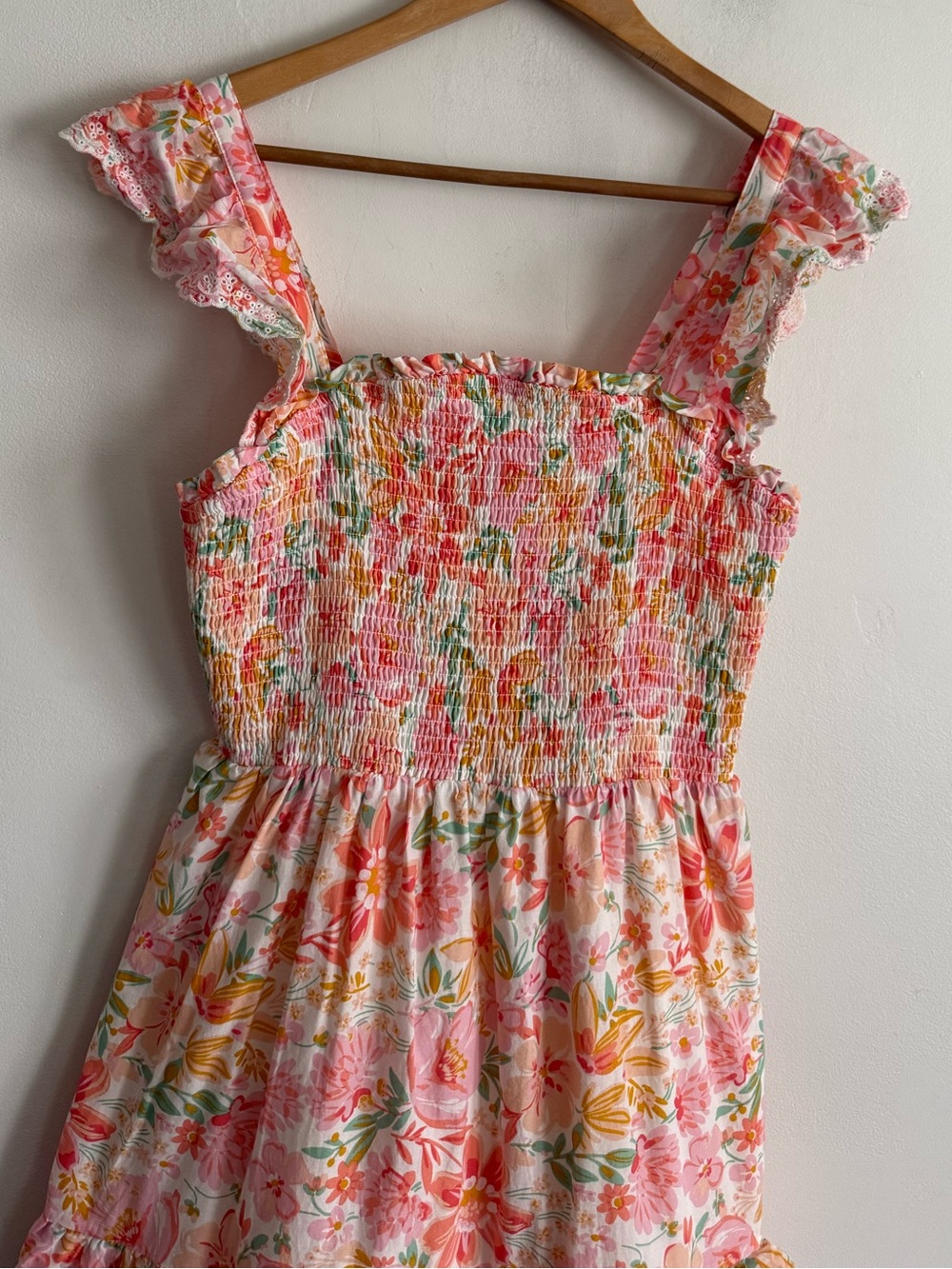 Haute Hippie Floral Pink Tiered Sundress with Smocked Bodice - Picture 2 of 8